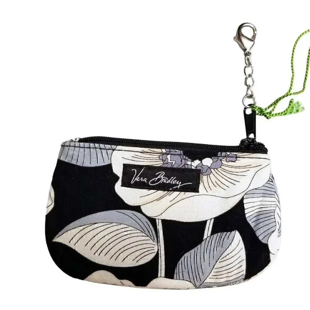 Vera Bradley NEW! Set of Two Black & White Wristlet & Clip Zip ID Holder Bags